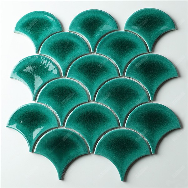 Wholesale Fish Scale Ceramic Mosaic Green Moroccan Tile for Kitchen ...