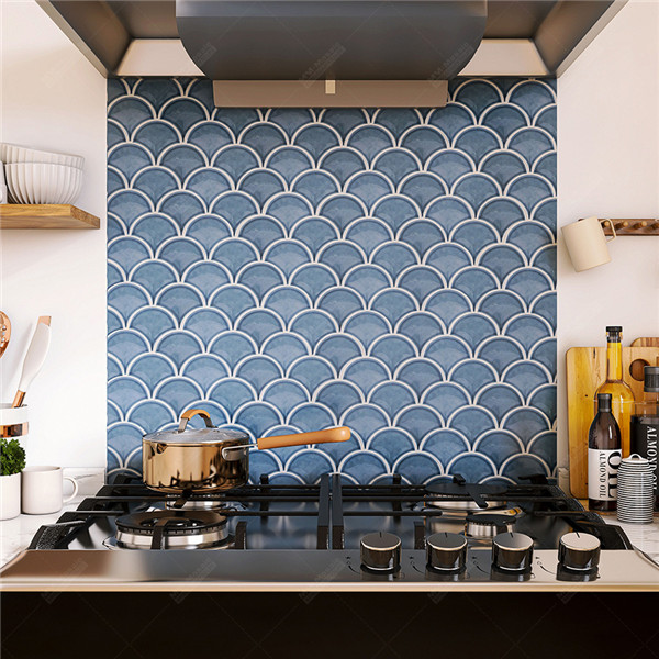 Hot Sale Porcelain Glazed Mosaic Blue Fish Scale Tiles For Kitchen  Backsplash Project | Mm-Mosaic