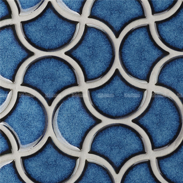 Wholesale Distributor Price Porcelain Mosaic Wave Pattern Mini Blue