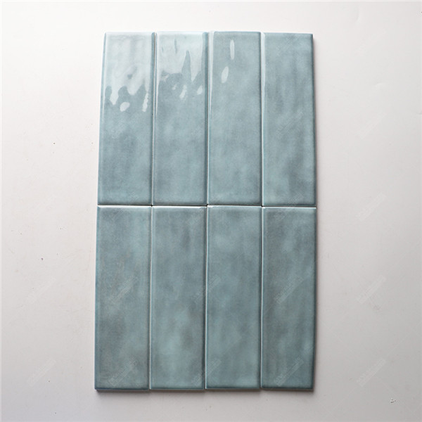 Foshan Wholesale 60x200mm Glazed Porcelain Light Blue Wavy Subway Tile Backsplash Kitchen Mm 2466