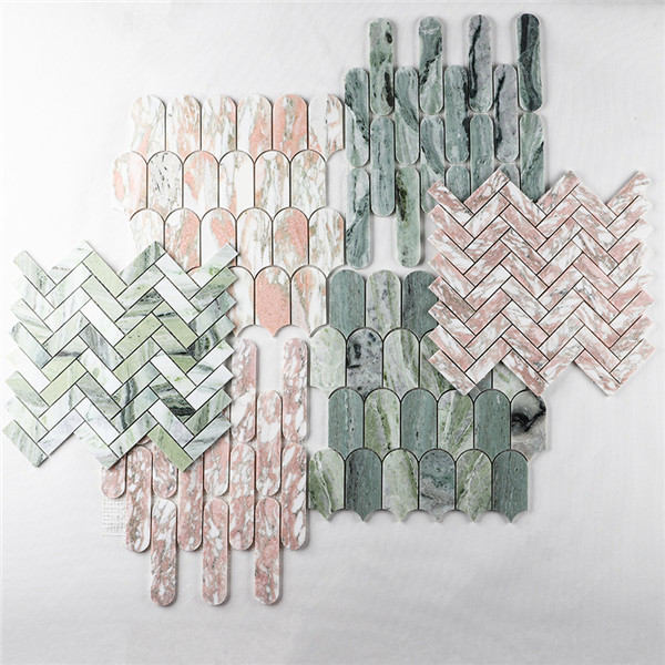 Glass and Ming Green Marble Square Mosaic 5/8x5/8 – All Marble Tiles