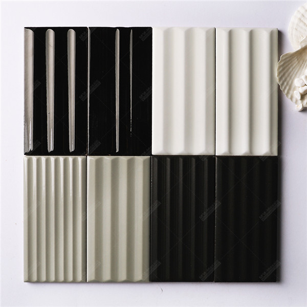 China Manufacturer Rippled Surface Ceramic Black 3x6 Subway Tile For   1693469023 1108338057 